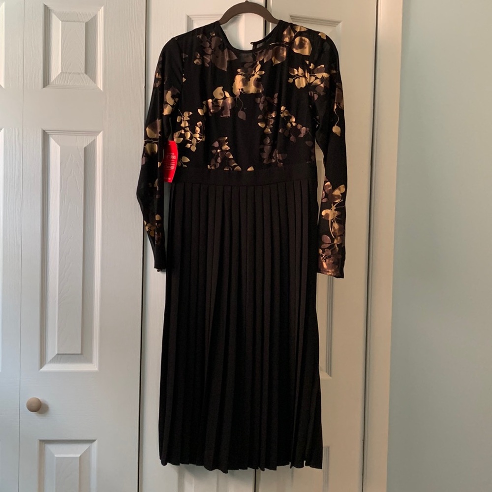 ASOS Little Mistress, foil print dress black/gold, size 6